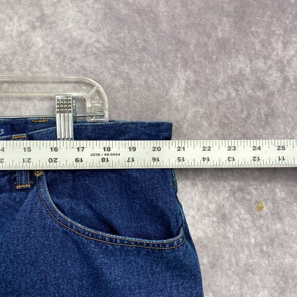 Eddie Bauer Denim Jeans Flannel Lined Mens 42x34 Tall Blue Dark Wash Outdoors - Picture 10 of 12